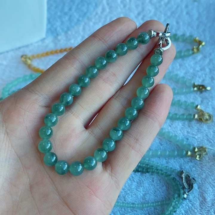 定制翡翠未镶嵌缅甸翡翠a货飘花手链卡6.8