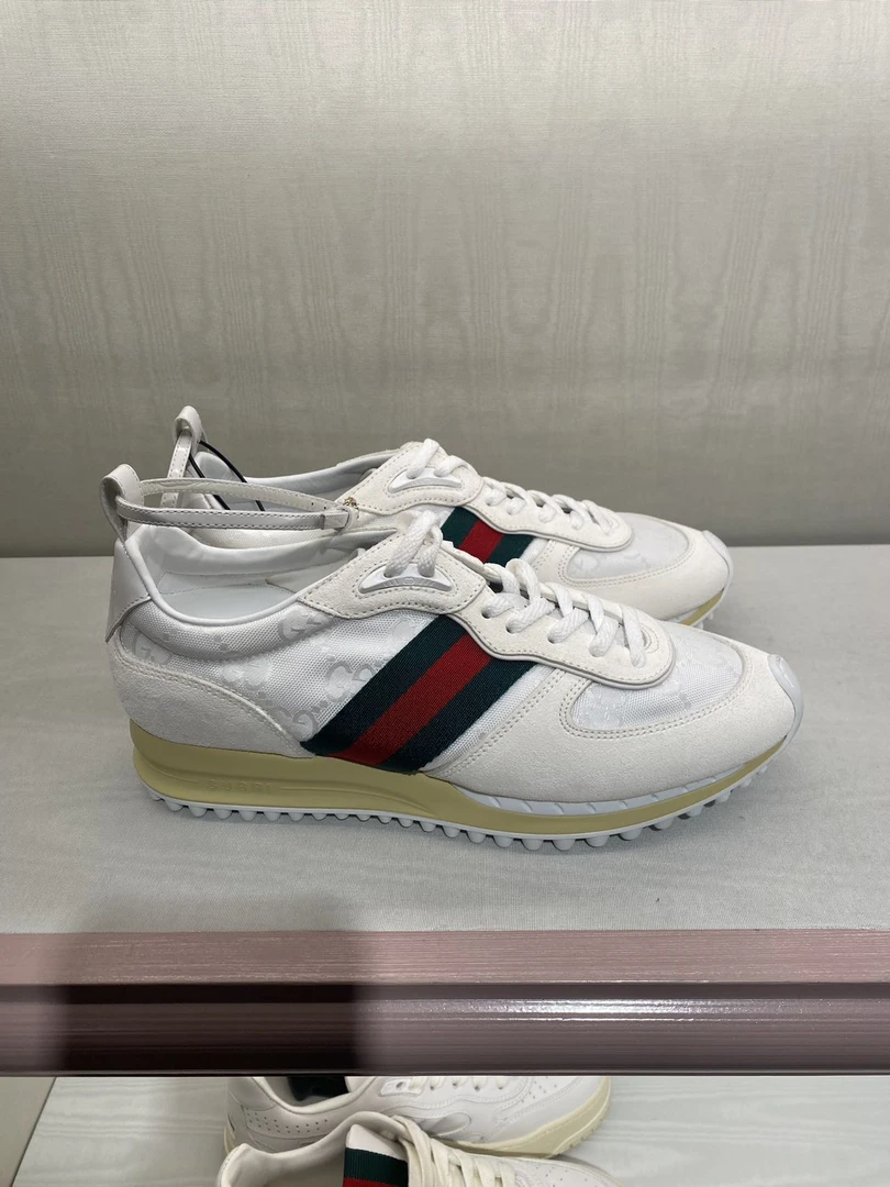 全新未使用 GUCCI/古驰 gucci  Re motion 白色老花运动鞋
