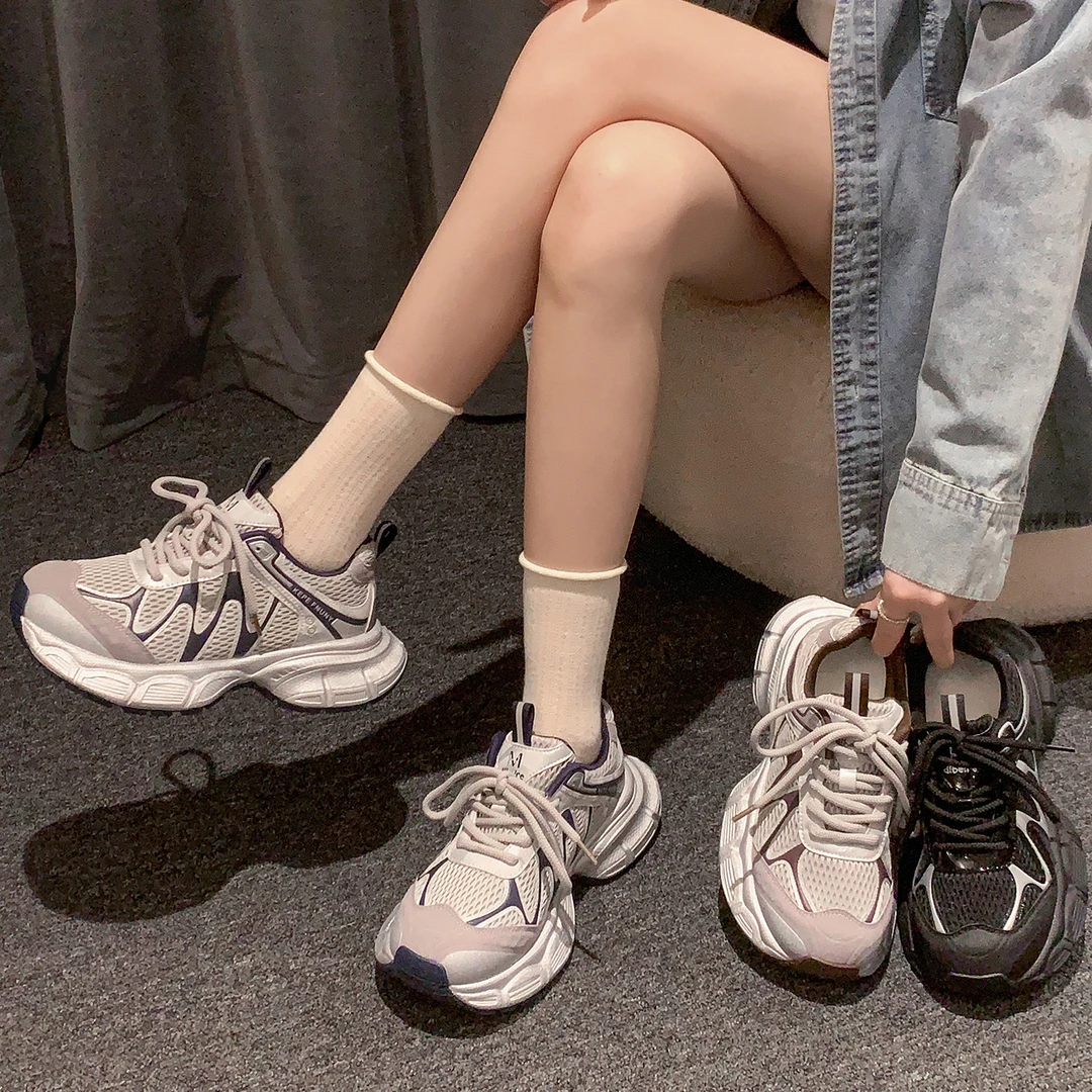 贾不假老爹鞋女款2025新款夏季潮流复古时尚百搭小个子厚底休闲鞋