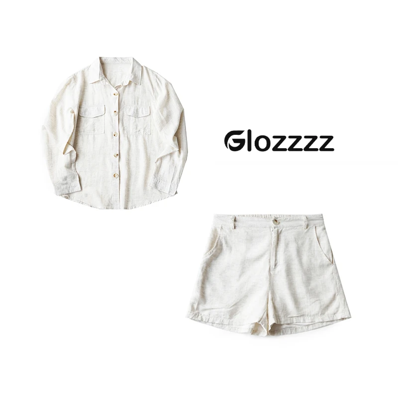 【Glozzzz】等风来 天丝亚麻夏季凉感长袖POLO领休闲套装JFF 8157