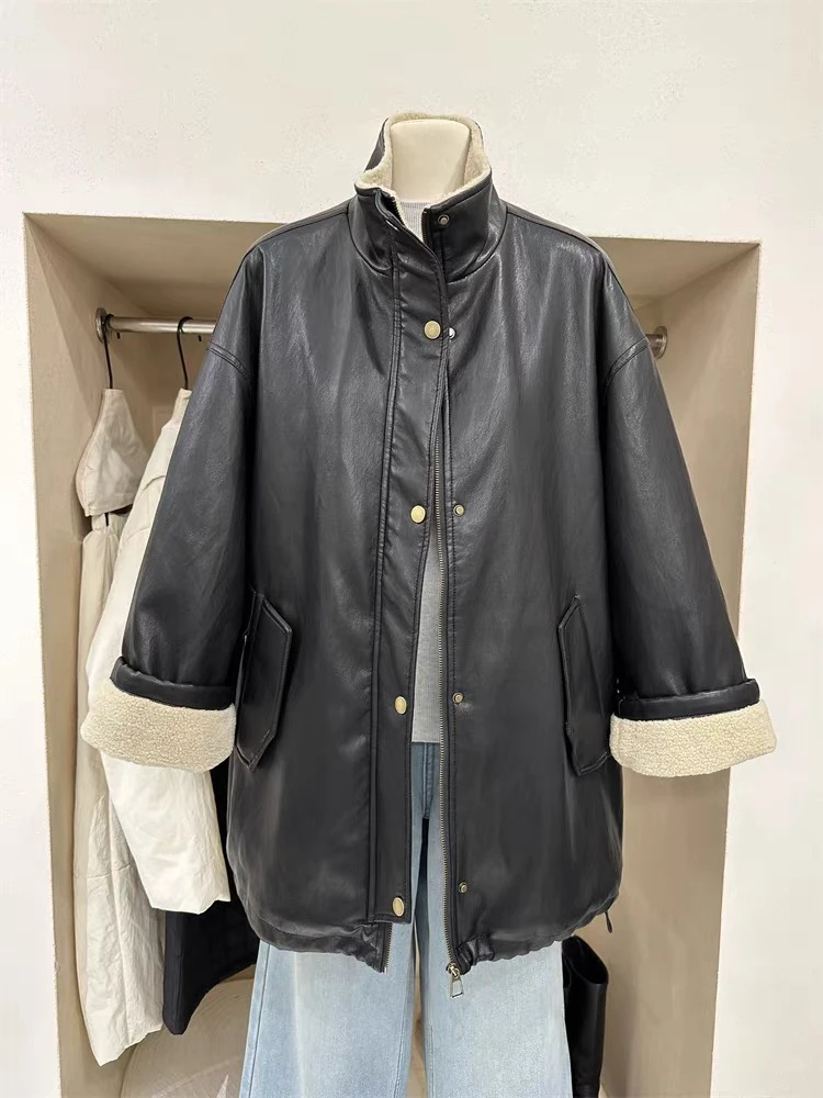 杨璇家高品质超软长款皮衣加厚9810
