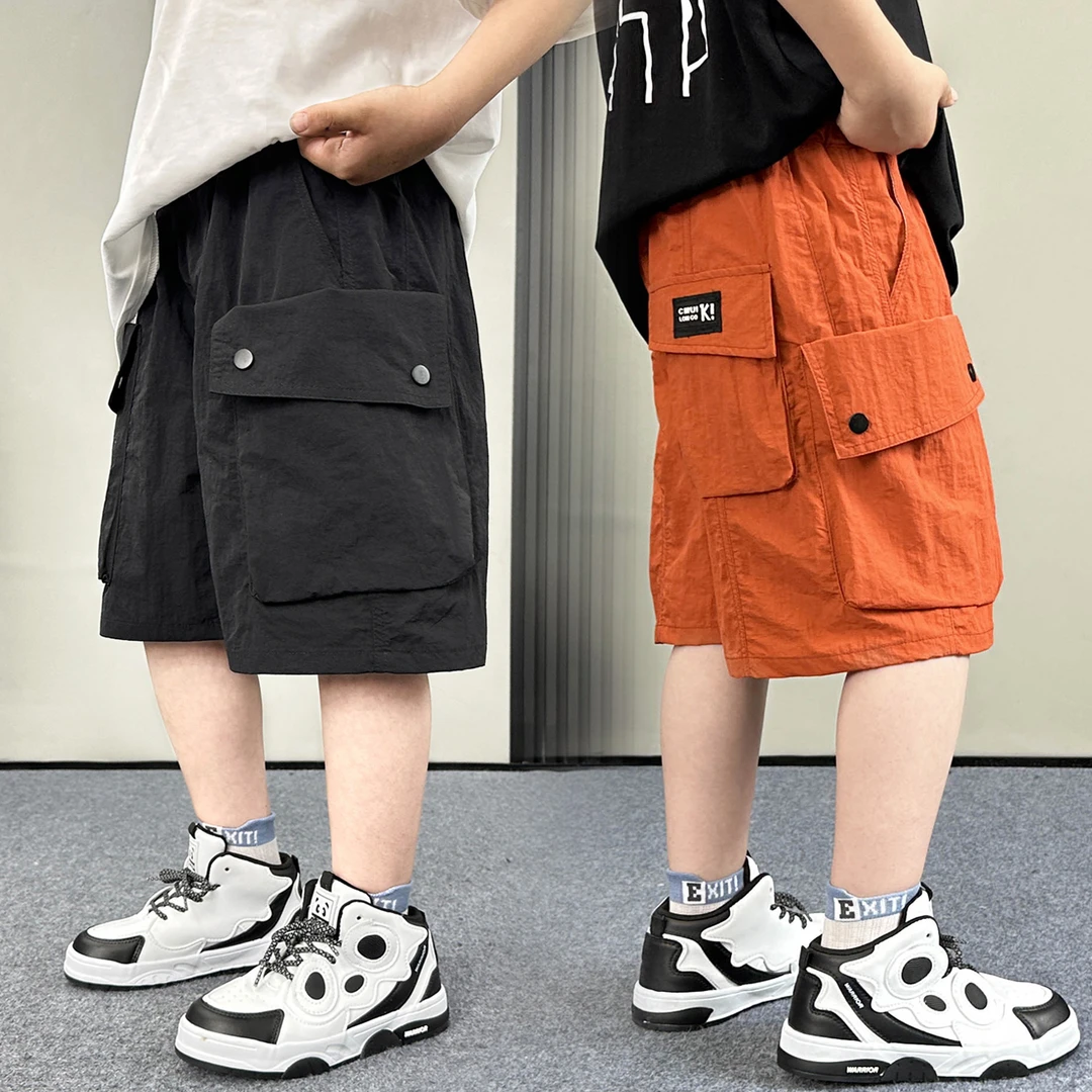 儿童工装短裤休闲速干冰丝男童裤子夏季中大童七分宽松五分中裤薄