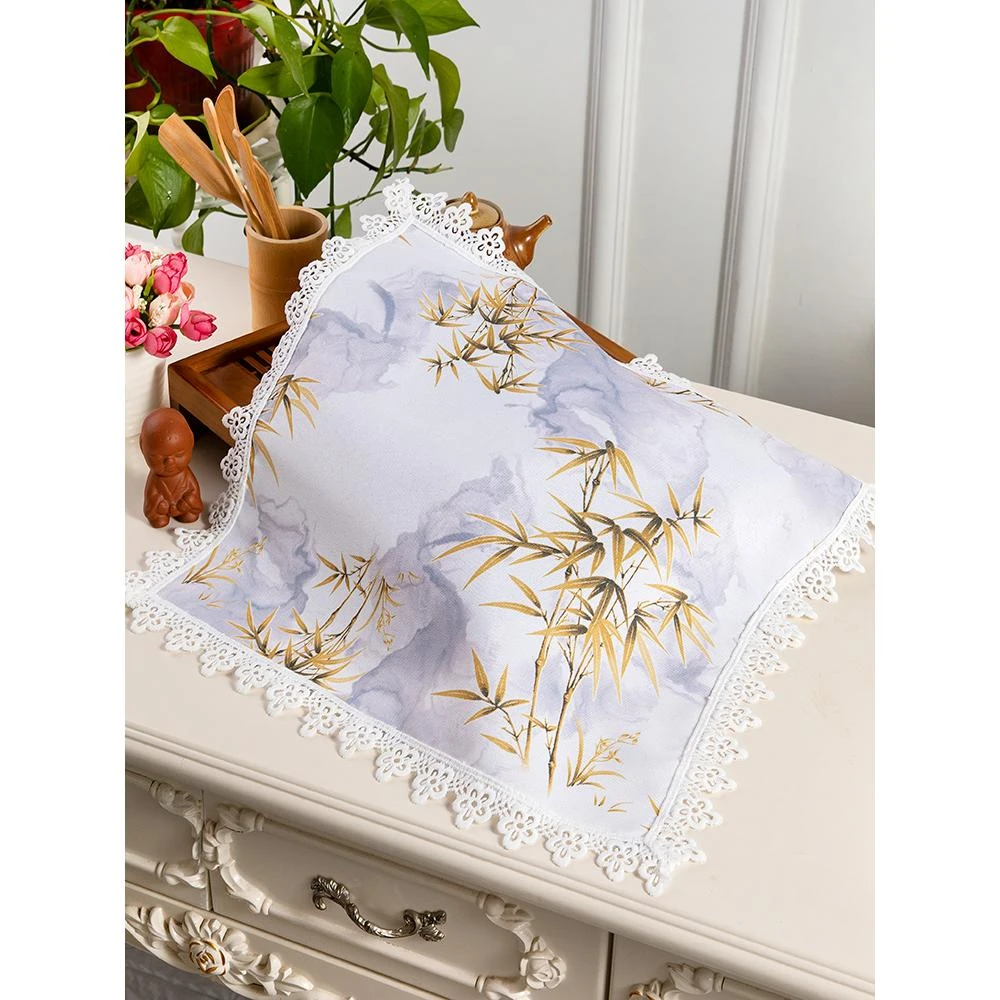 茶具果盘盖巾植物花卉盖布防水防油小方巾厨房小家电盖布茶杯盖巾