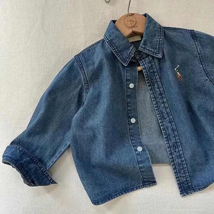 儿童童装春秋长袖牛仔时尚休闲百搭洋气宝宝纯色韩版秋款小童秋季