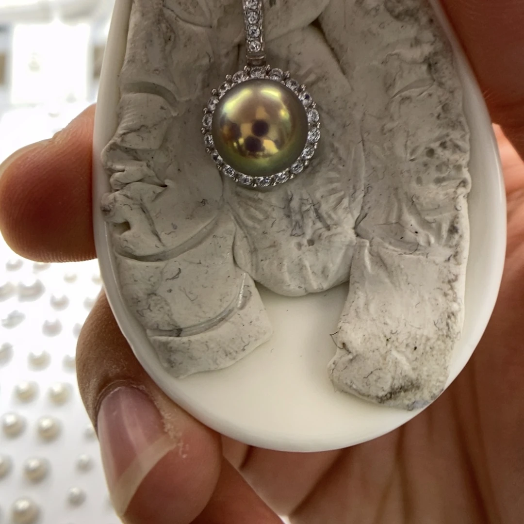 吊坠(不含链)淡水珍珠银S925镶嵌90拍两份10-11