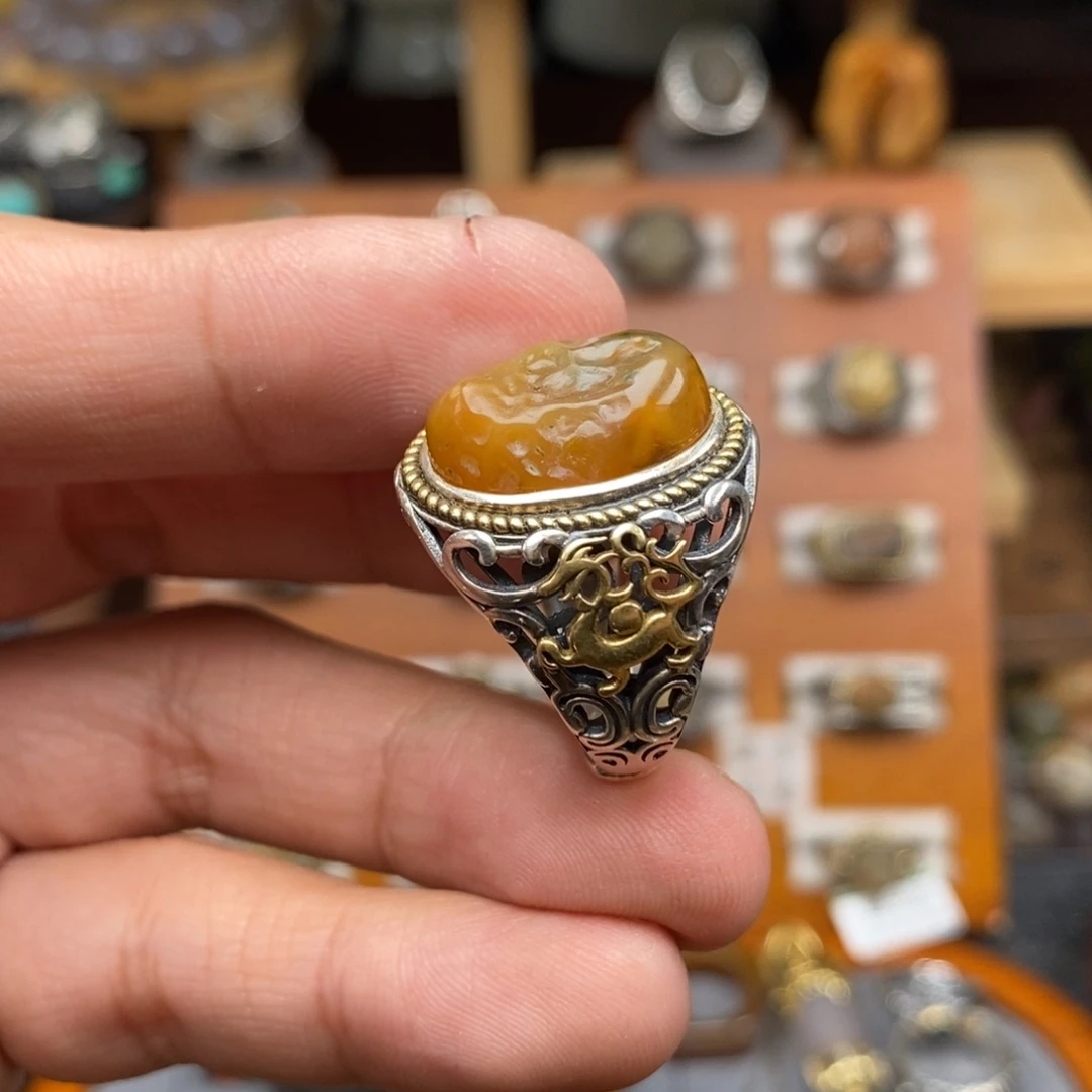 玛瑙/玉髓银S925镶嵌戒指