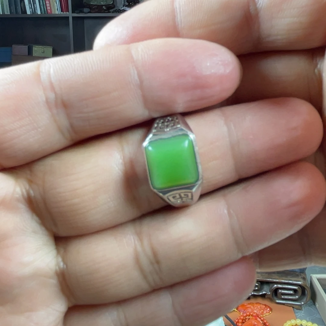 和田玉银S925镶嵌吊坠(不含链)