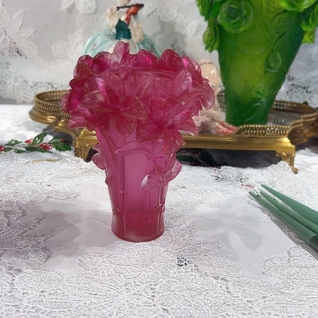 陶瓷QAA409金红紫薇花瓶