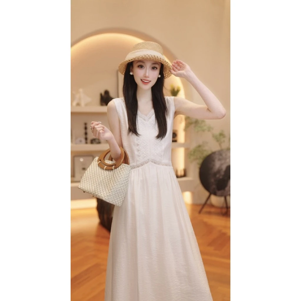 THE MENG【玲珑】天丝凉感时尚气质百搭显瘦V领连衣裙#M253G0786LZ