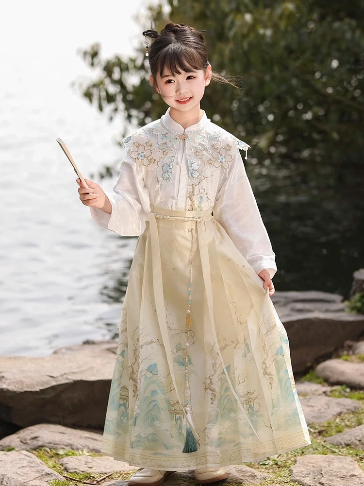 儿童马面裙2025新款套装女童汉服新中式古风国风唐装高端古装裙子