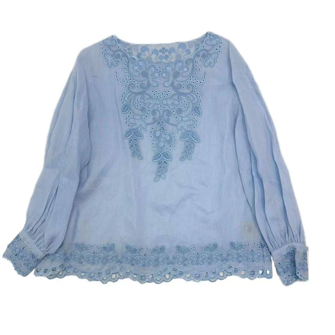 （烟雨）苎麻重工镂空刺绣上衣