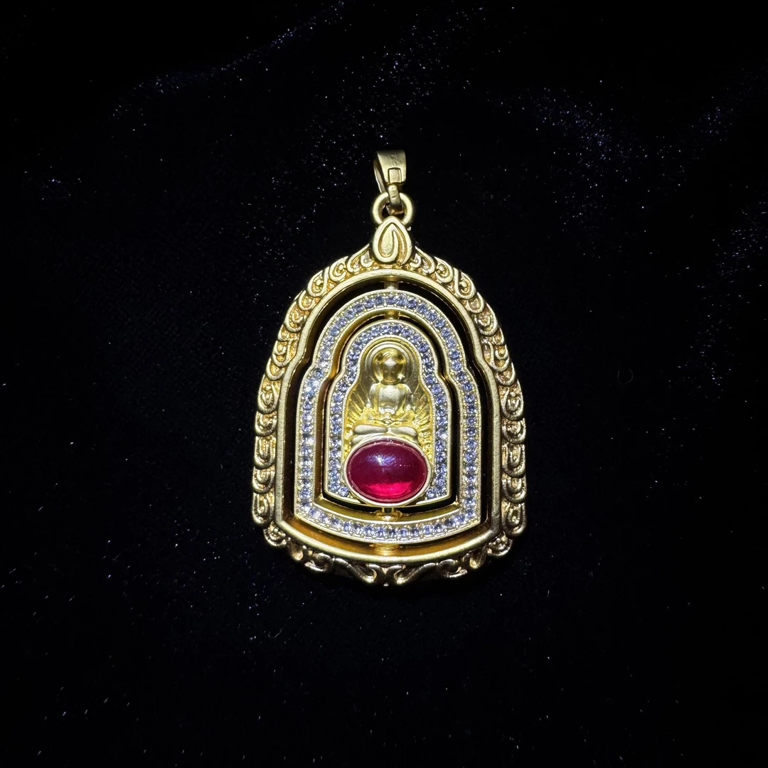 【唐糖甄选】普渡观音培育红宝石合金镶嵌吊坠赠链【YPN649】