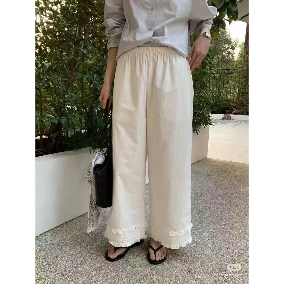“花边裤” 直筒韩系白裤子