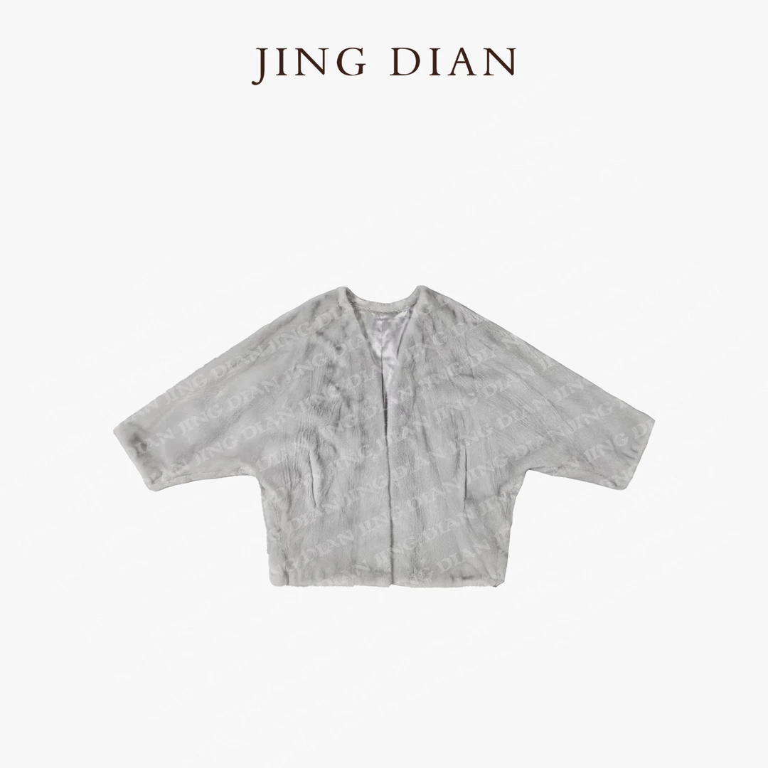 【JING DIAN】《冷灰铂金色》V领蓝宝石水貂