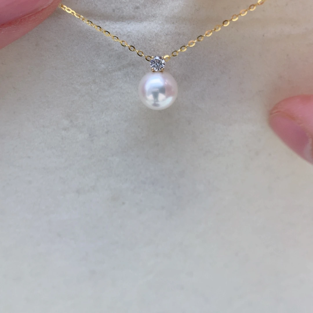 海水珍珠8-8.5mm ak戴妃18K金镶嵌