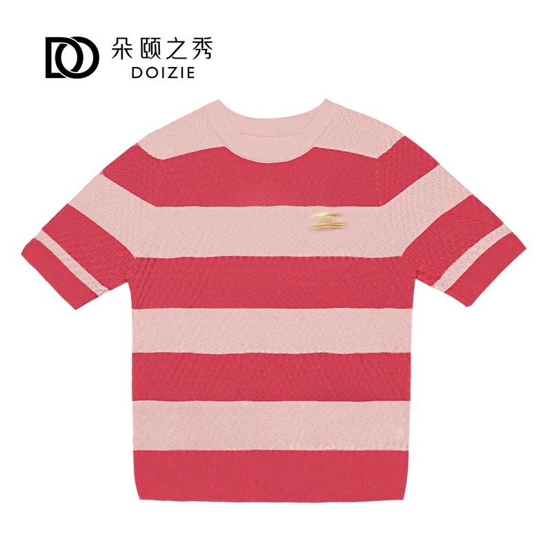 撞色条纹针织上衣X-22749