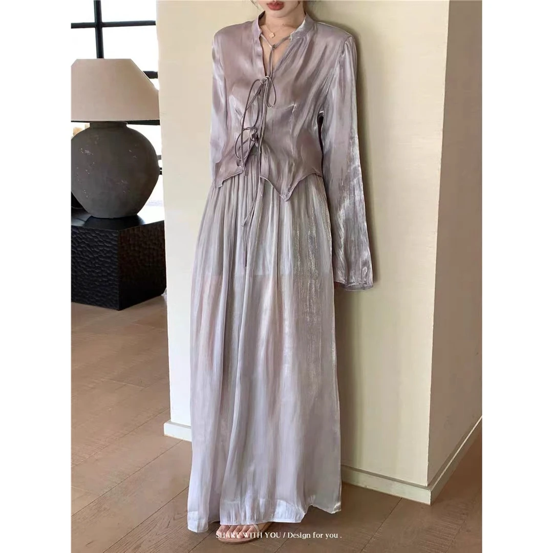 5521 【B】 新中式气质绑带垂感时尚套装紫色两件套 B17