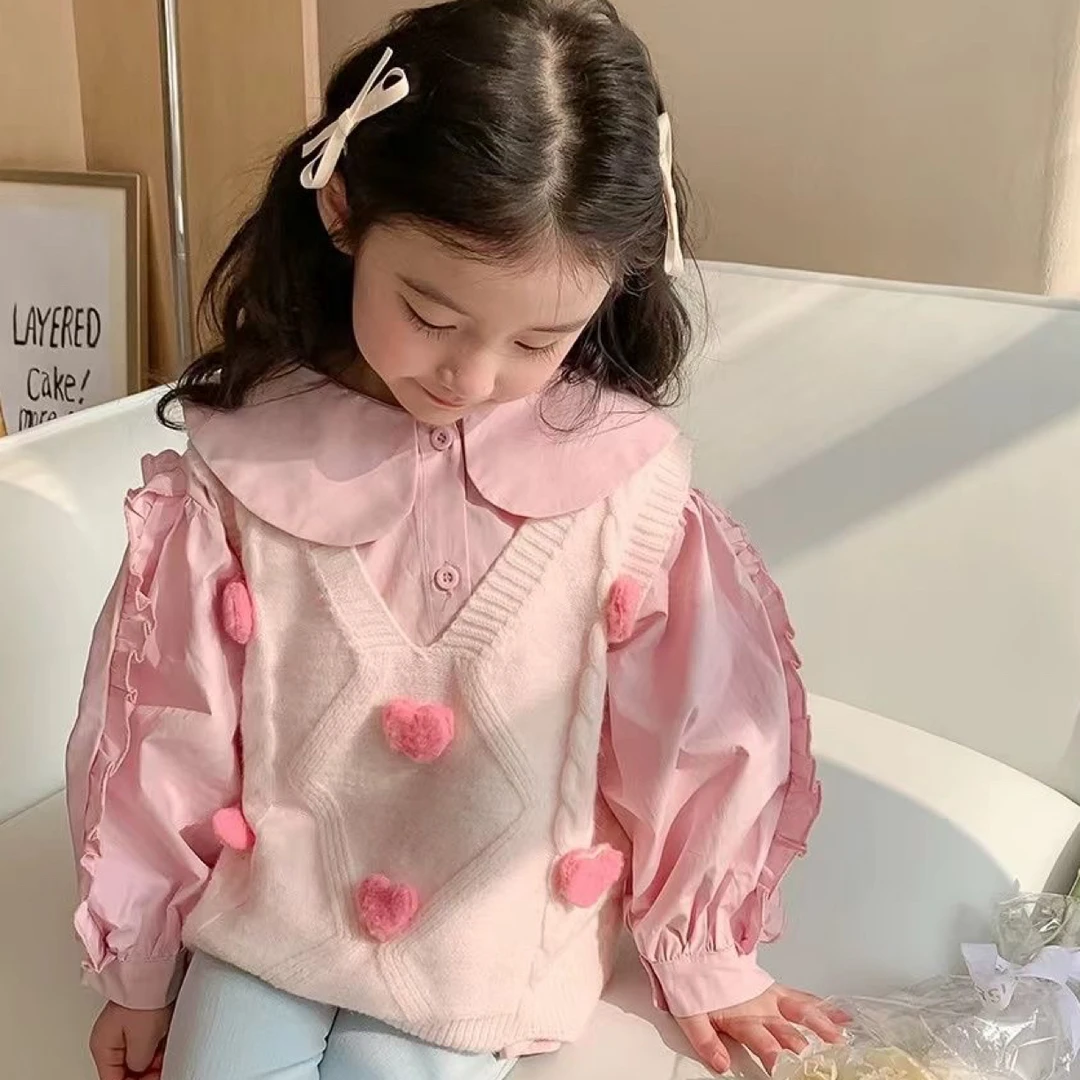 女童毛衣针织马甲新款韩版儿童中小童洋气针织衫马甲背心
