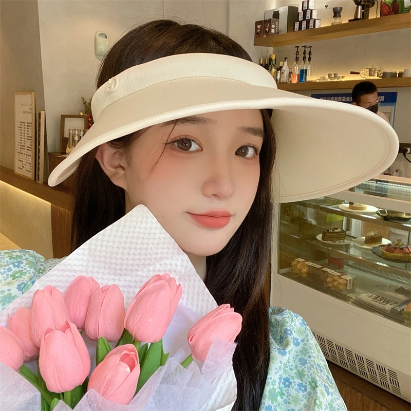 upf50+日本uv防晒帽子女夏季防紫外线大头围遮脸空顶遮阳帽户外