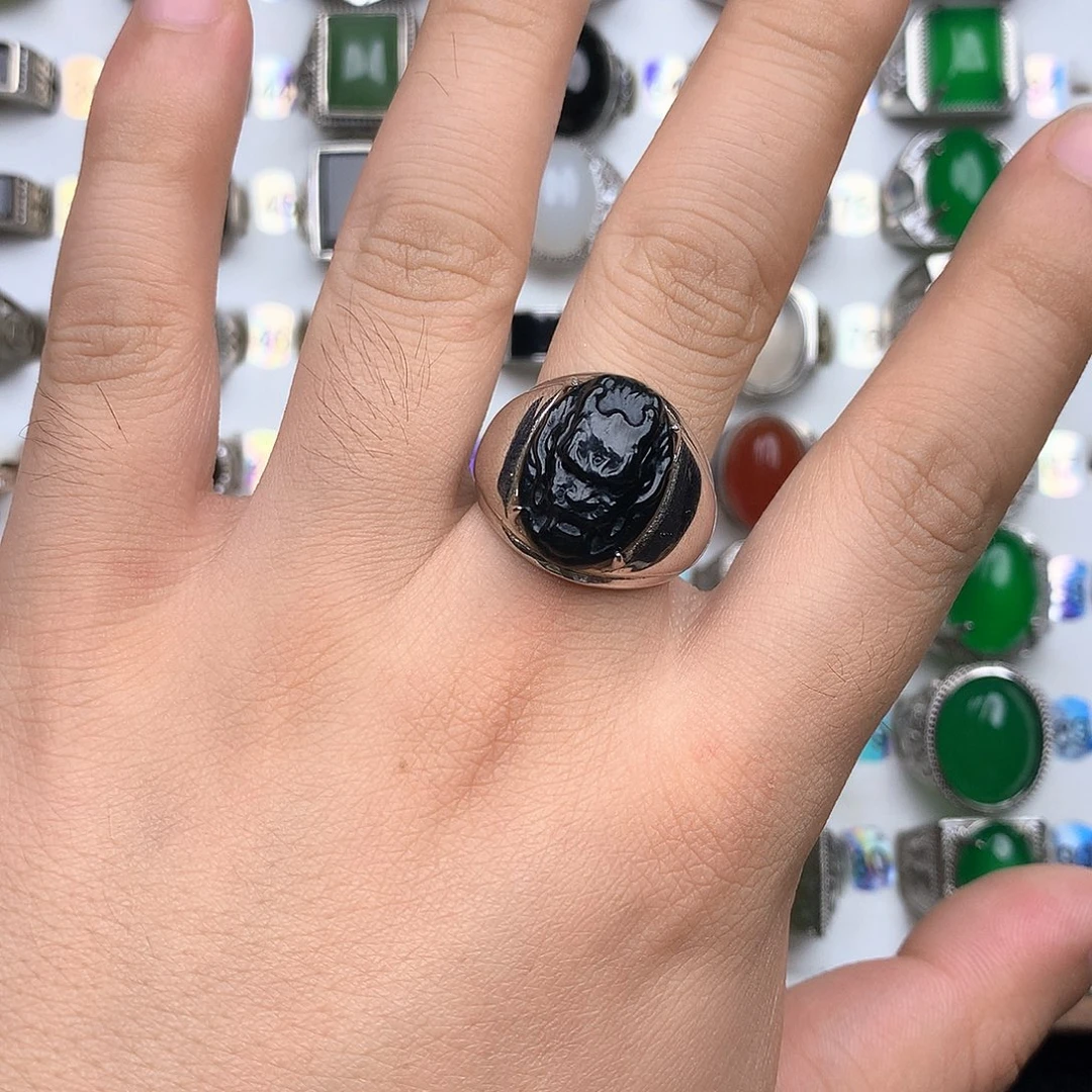 银S925镶嵌戒指和田玉