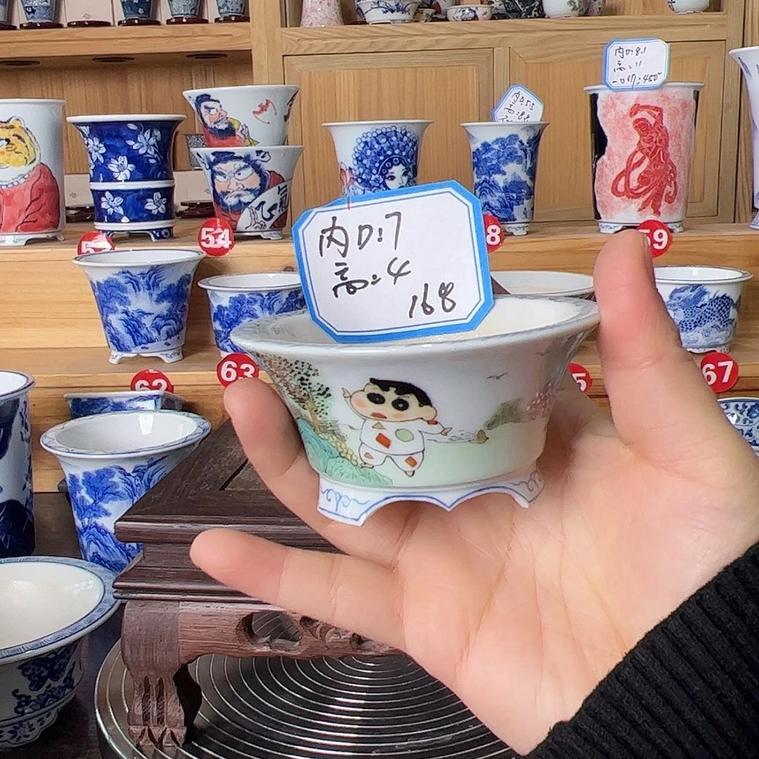 墨奈手绘陶瓷花盆