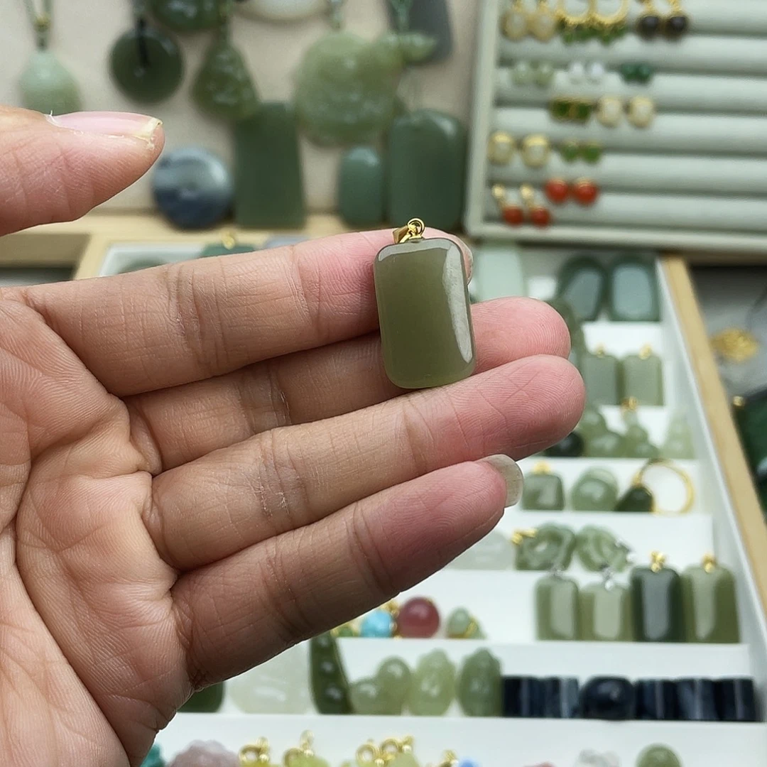 和田玉银S925镶嵌吊坠(不含链)