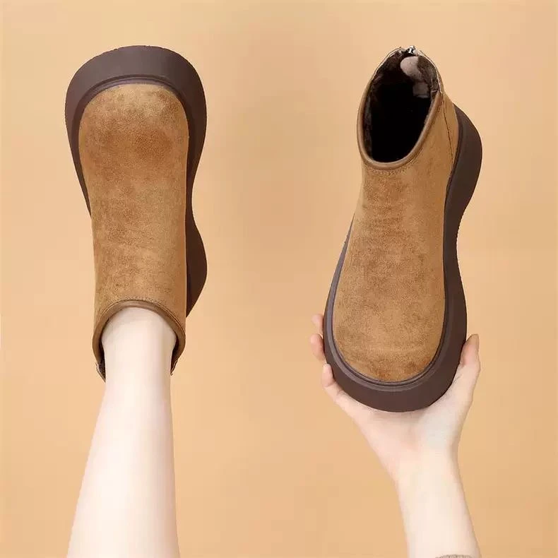 厚底勃肯短靴女款2025秋冬复古气质加绒英伦风马丁靴守