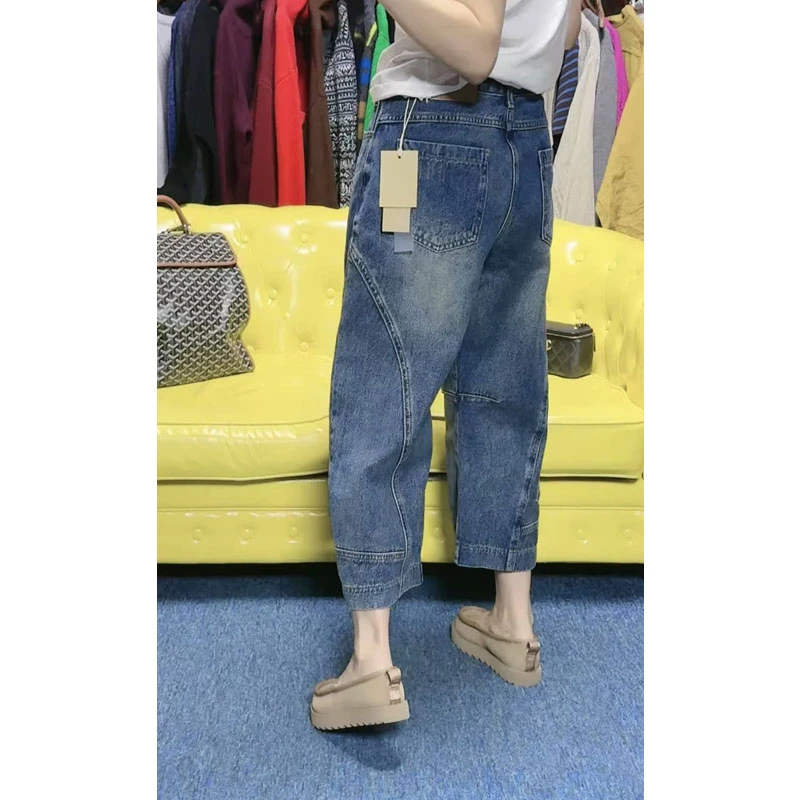 艾塔莉遮肉阔腿牛仔裤女早春新款胖mm显瘦大码直筒裤九分裤小个子