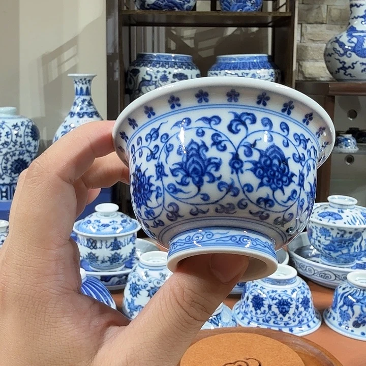 摆件宇泽堂精品缠枝莲压手杯