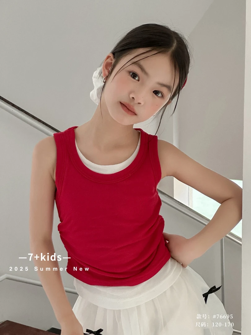 &苏珊&2025新款夏款薄款假两件背心6695