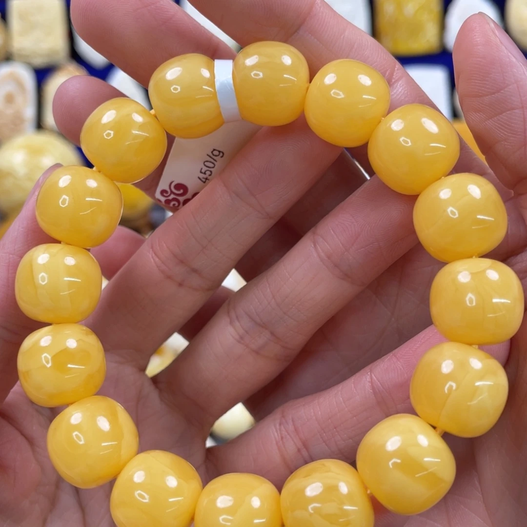 蜜蜡裸石未镶嵌琥珀蜜蜡手串卡14mm