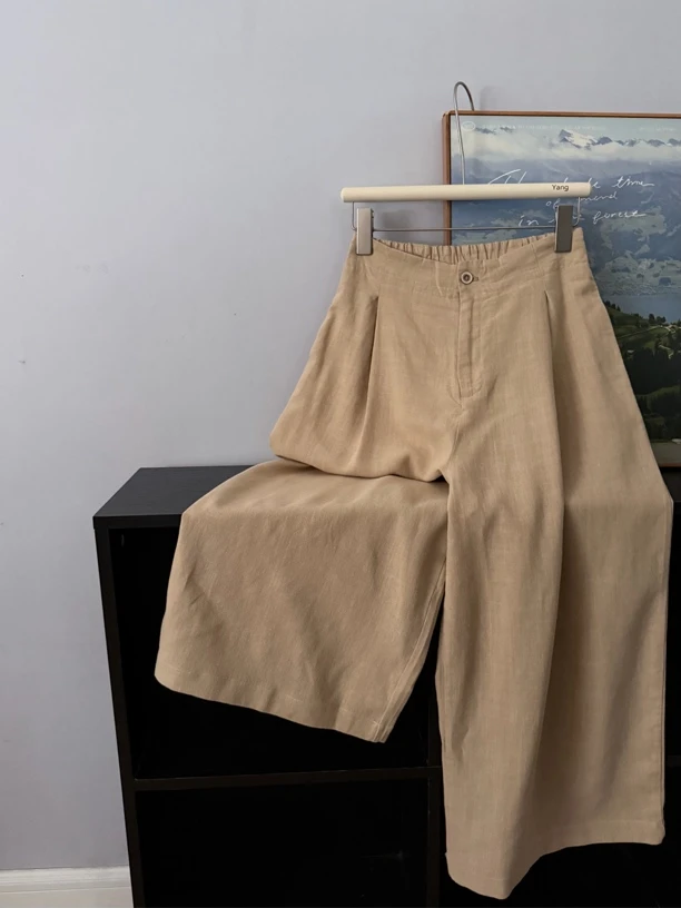 【清仓no退换】天丝苎麻高腰显瘦八分阔腿裤韩系气质休闲风夏薄