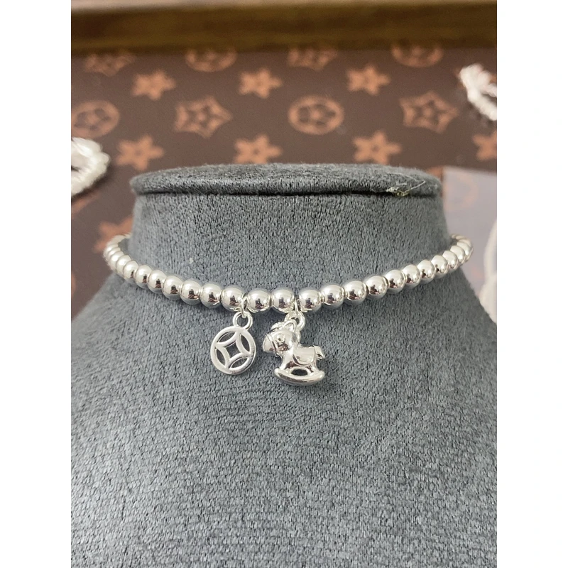 足银手链 马上有钱珠珠木马气质百搭手链