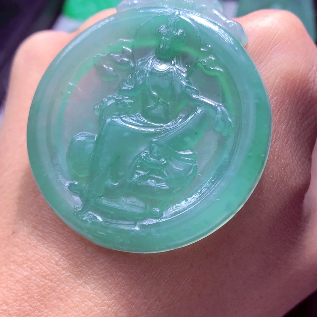 定制翡翠未镶嵌天然翡翠A货毛货挂件