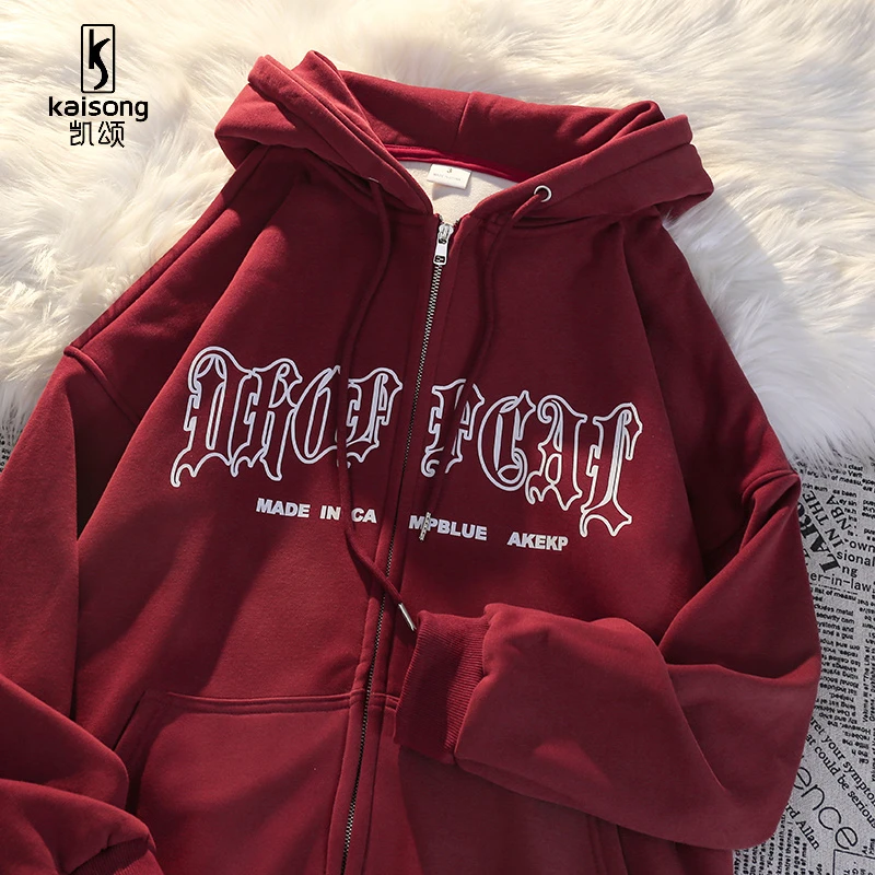 凯颂300斤大码美式简约休闲拉链卫衣男女秋冬加绒加厚开衫外套