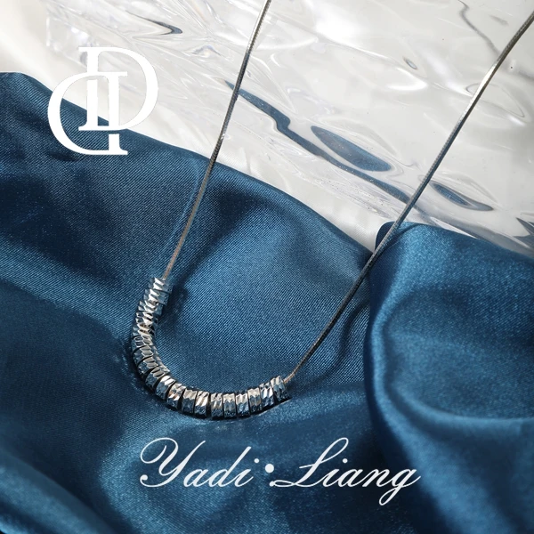 坠链均925银 梁雅帝新品【CNC镭射蛇骨碎银环】气质百搭纯银项链