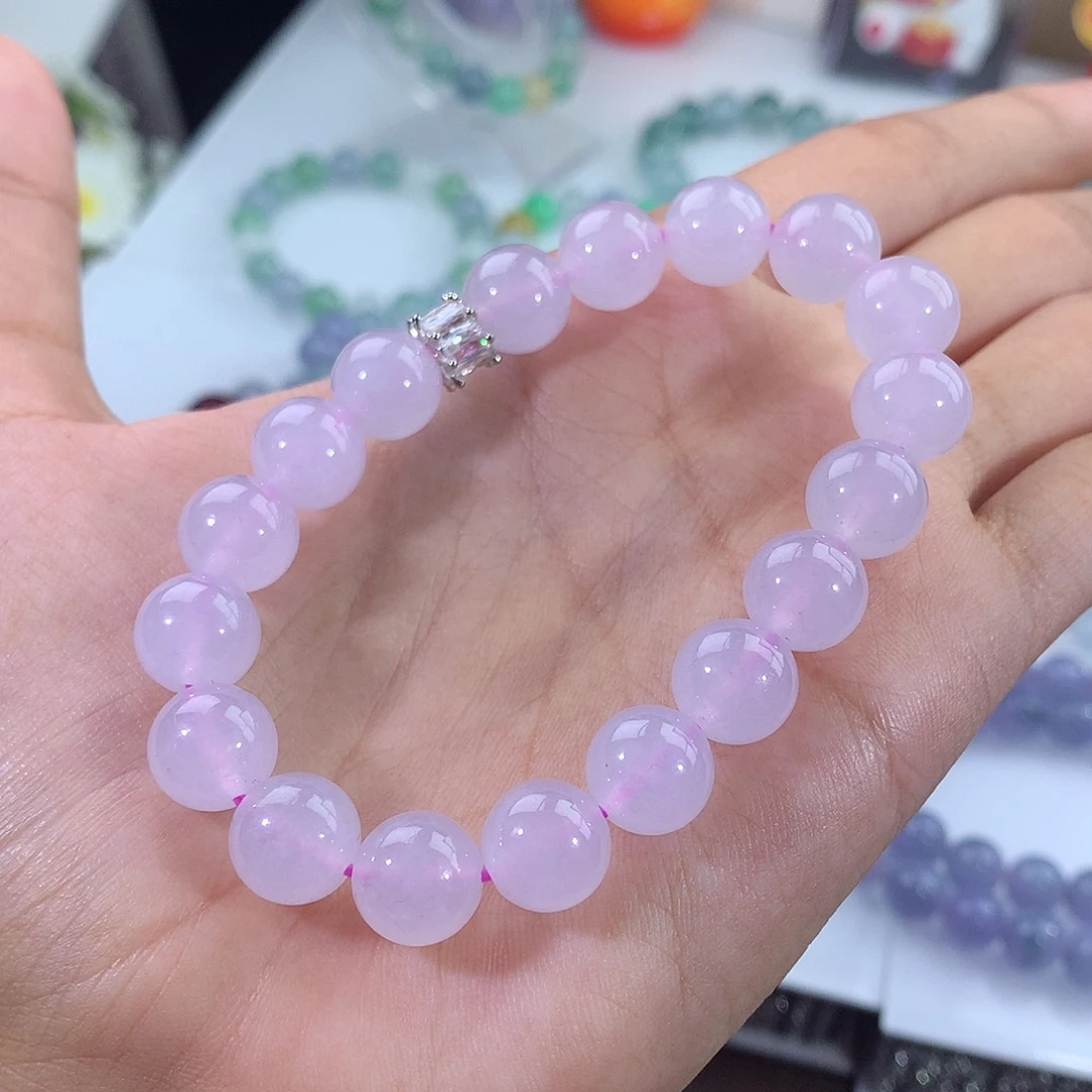 翡翠未镶嵌手链冰种浅粉手串