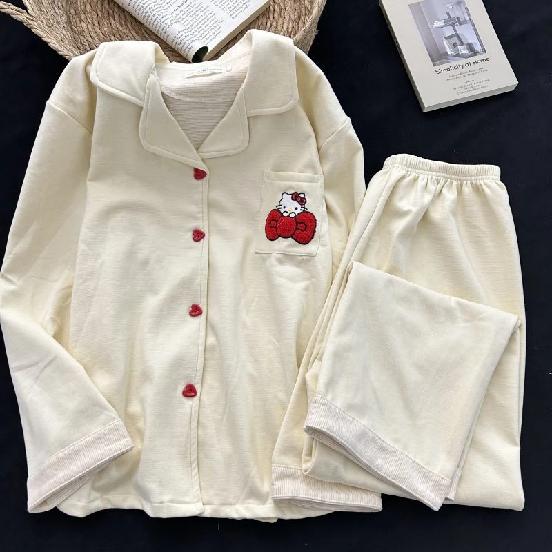 卡通甜美睡衣秋冬季新款可爱软萌开衫学生宅家宿舍保暖德绒家居服