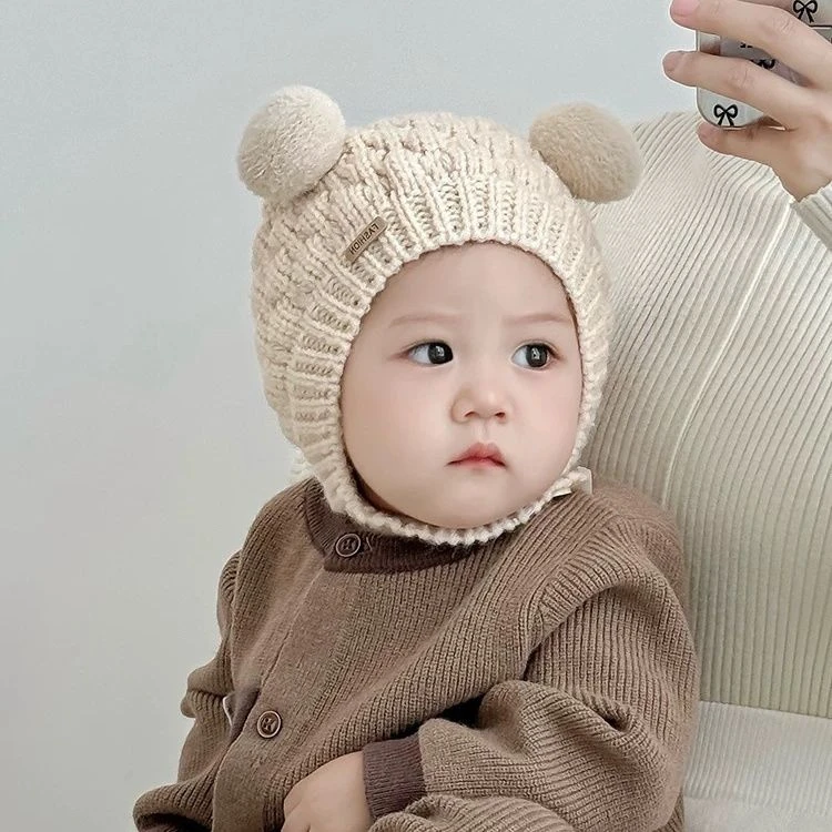 帽子秋冬宝宝护耳婴幼儿保暖可爱婴儿针织男女绒帽儿童毛线帽头帽