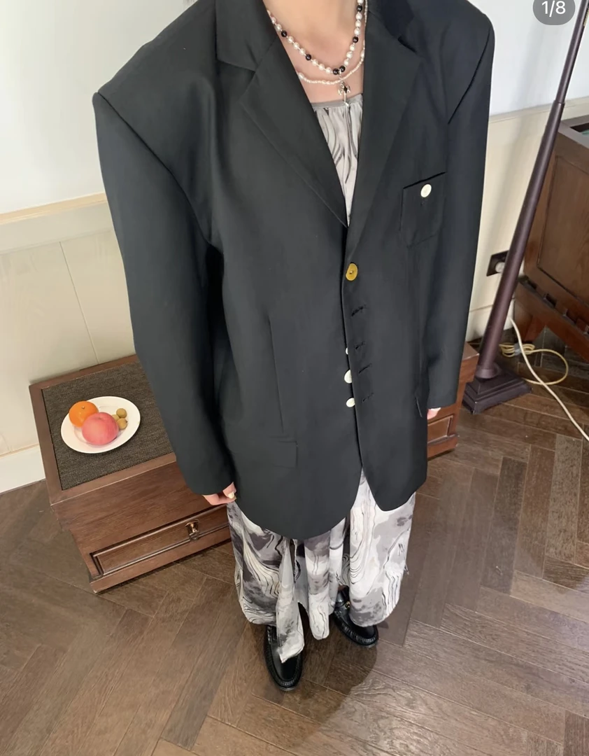 【刘噗噗】planb  不规则纽扣西装外套