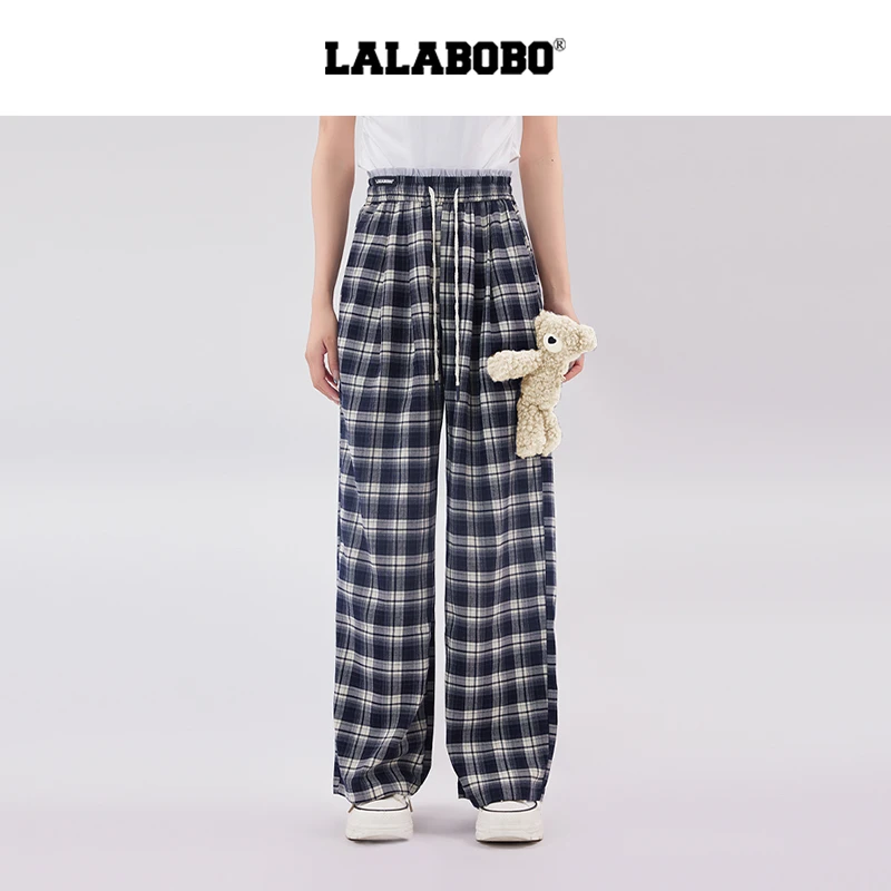 【芋总】LALABOBO格纹抽绳阔腿裤RBEB-ZC22