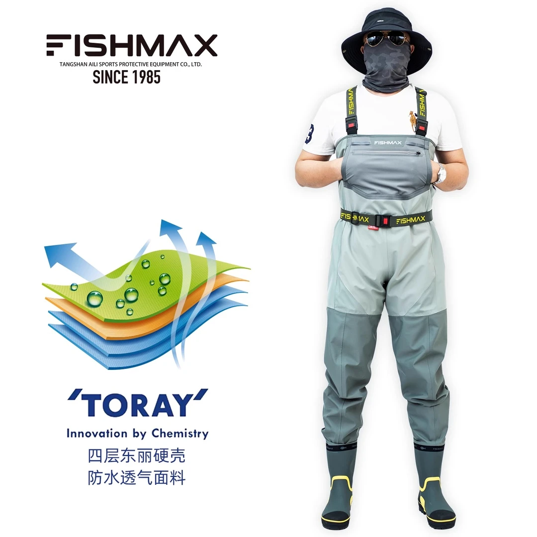 FISHMAX东丽透气面料涉水裤下水裤防水路亚溪流钓轻便半身钓鱼连