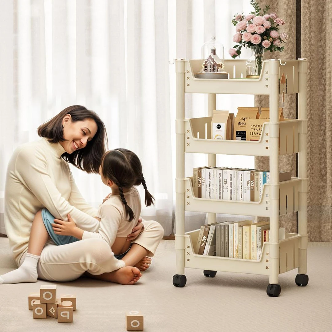 置物架多层收纳架小推车客厅落地移动家用儿童玩具杂物简易储物柜