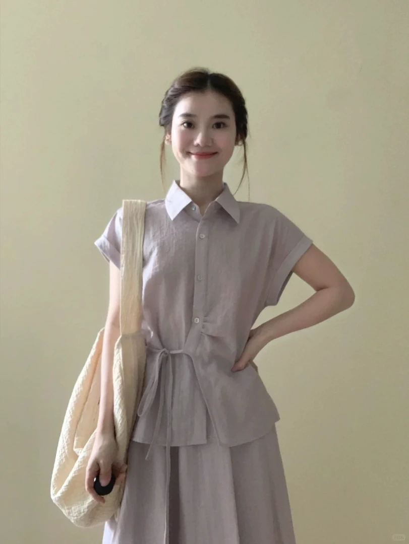 夏装搭配一整套女2025新款时尚减龄收腰显瘦衬衫半身裙气质两件套