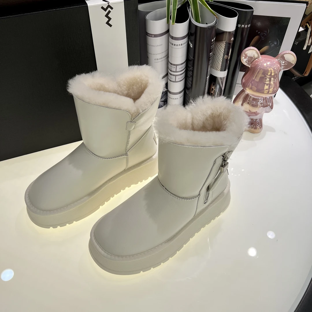 【玛莎玛索】508-535dm冬新款大棉时尚圆头厚底纯皮女雪地靴增高5cm