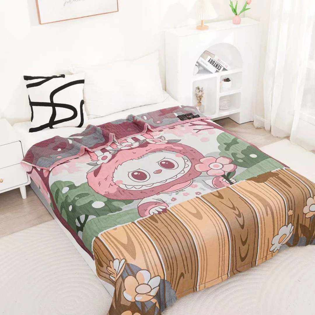 【拉布布】150*200cm亲肤可爱卡通柔软纱布泡芙被XH