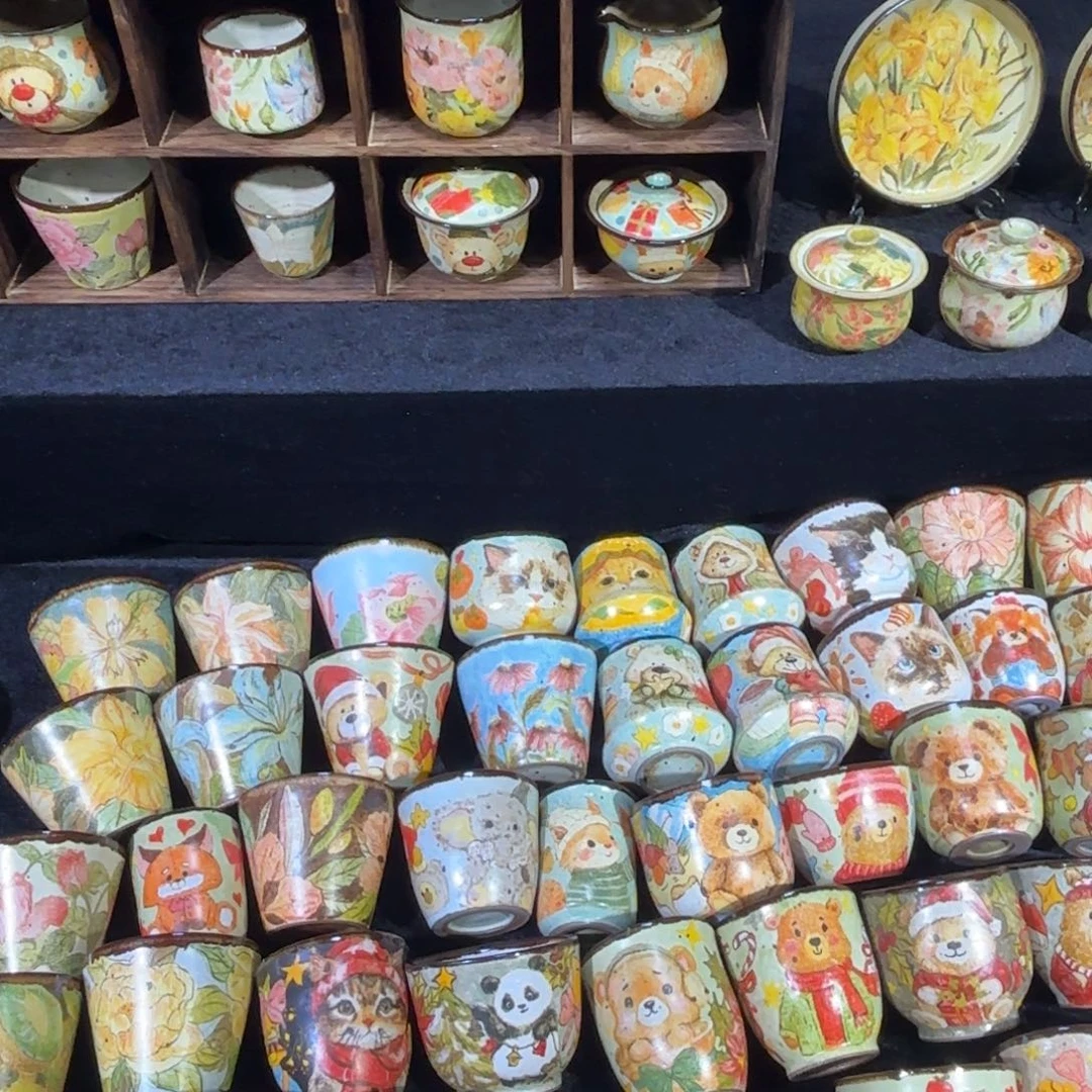 陶摆件可爱的茶具