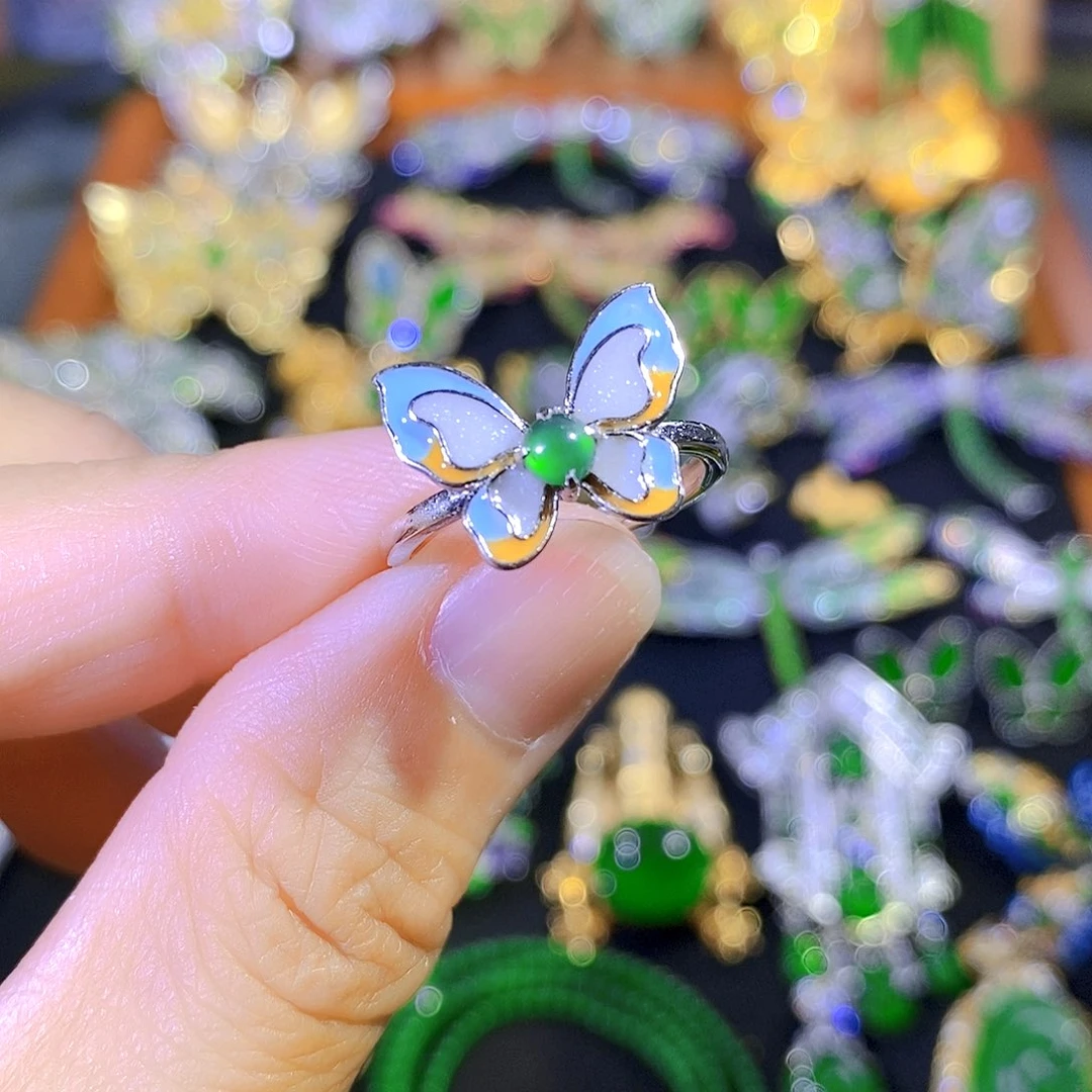 吊坠(不含链)银S925镶嵌翡翠