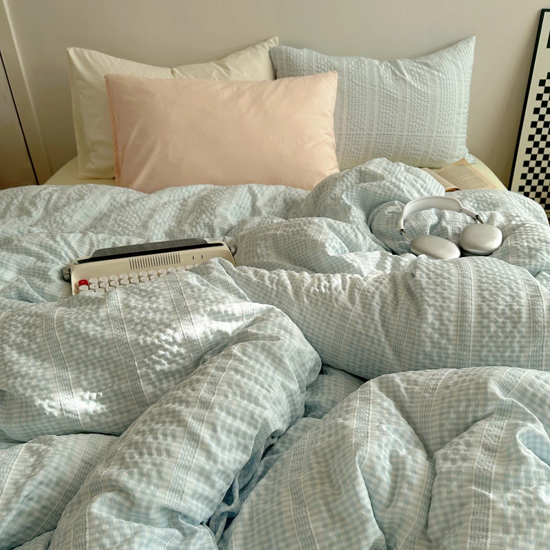 Star Dream原创设计提花泡泡纱超柔水洗棉四件套学生宿舍三件套