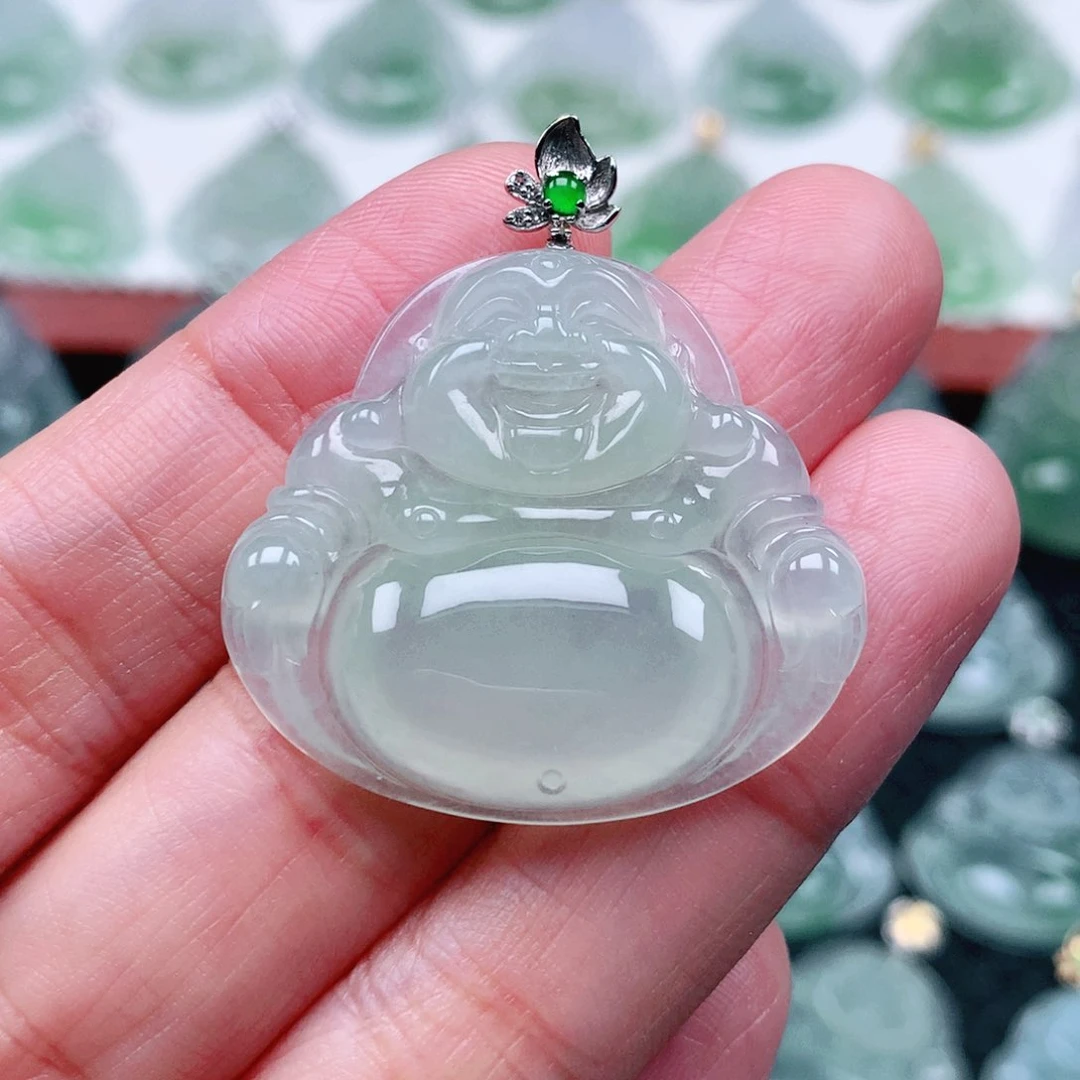 吊坠(不含链)18K金镶嵌翡翠